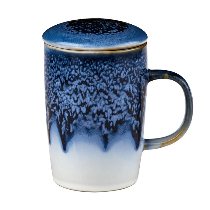 CasaWare Crackle Glaze Tea Infuser Mug Cloud Summer Blue