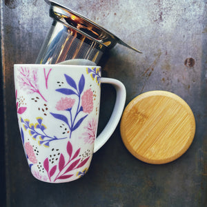 Pinky Up Bailey Botanical Bliss Ceramic Tea Mug & Infuser