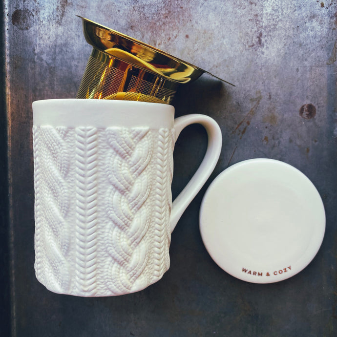 Pinky Up Knit Ceramic Tea Mug & Infuser