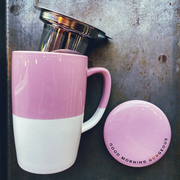 Pinky Up Pink Ceramic Tea Mug & Infuser