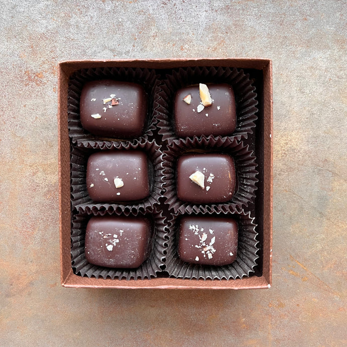 Bees & Beans: Honey Hazelnut Caramels 70% chocolate