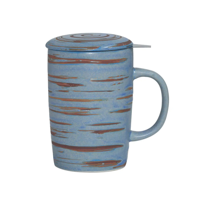CasaWare Farmhouse Tea Infuser Mug Matte Blue