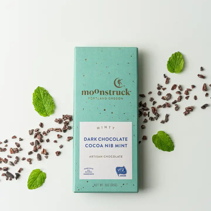 Moonstruck Dark Chocolate Cocoa Nib Mint Bar